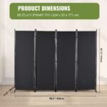 VEVOR 4 Panel Room Divider 5.6 ft (88×67.5inch) Black - Image 7
