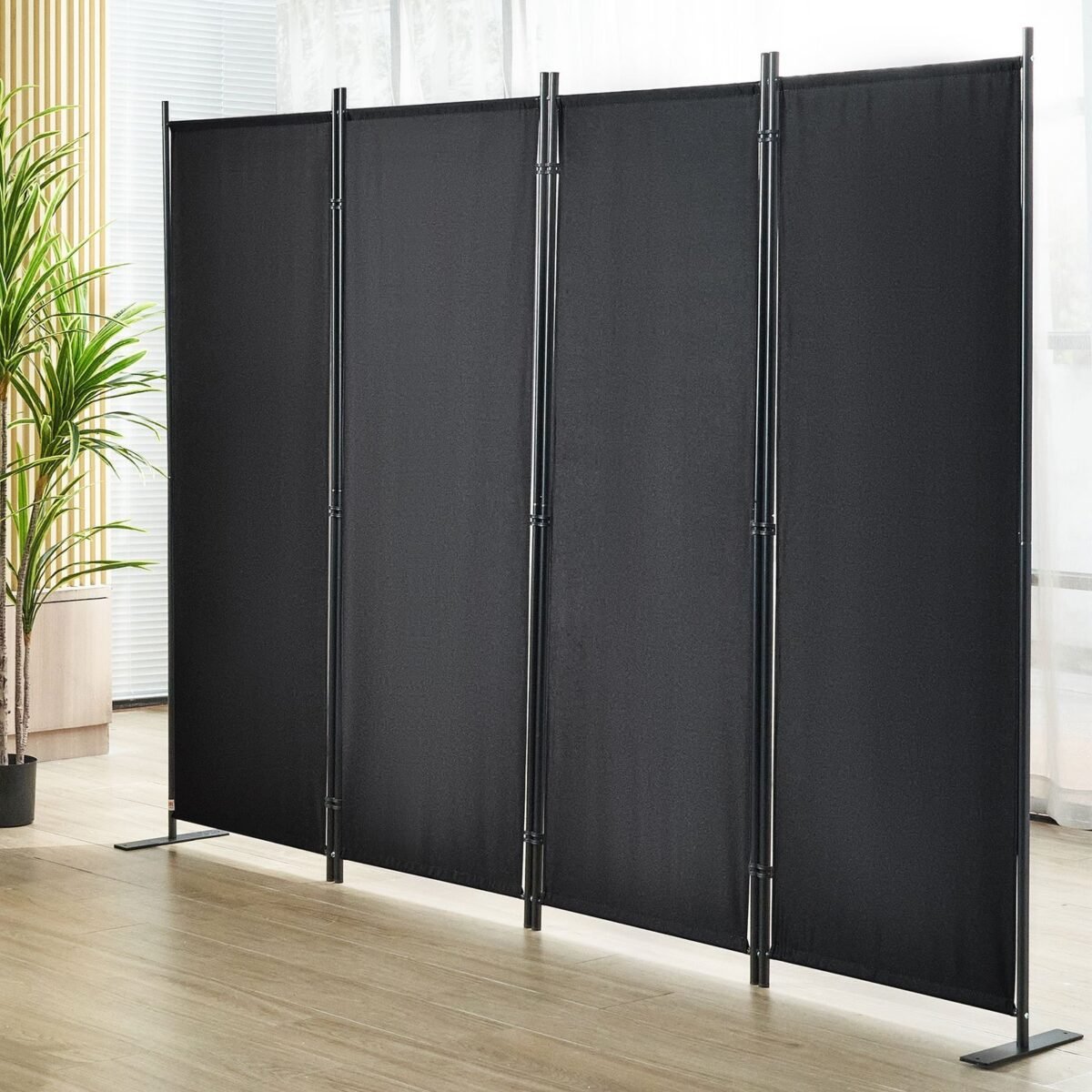 VEVOR 4 Panel Room Divider 5.6 ft (88×67.5inch) Black - Image 6