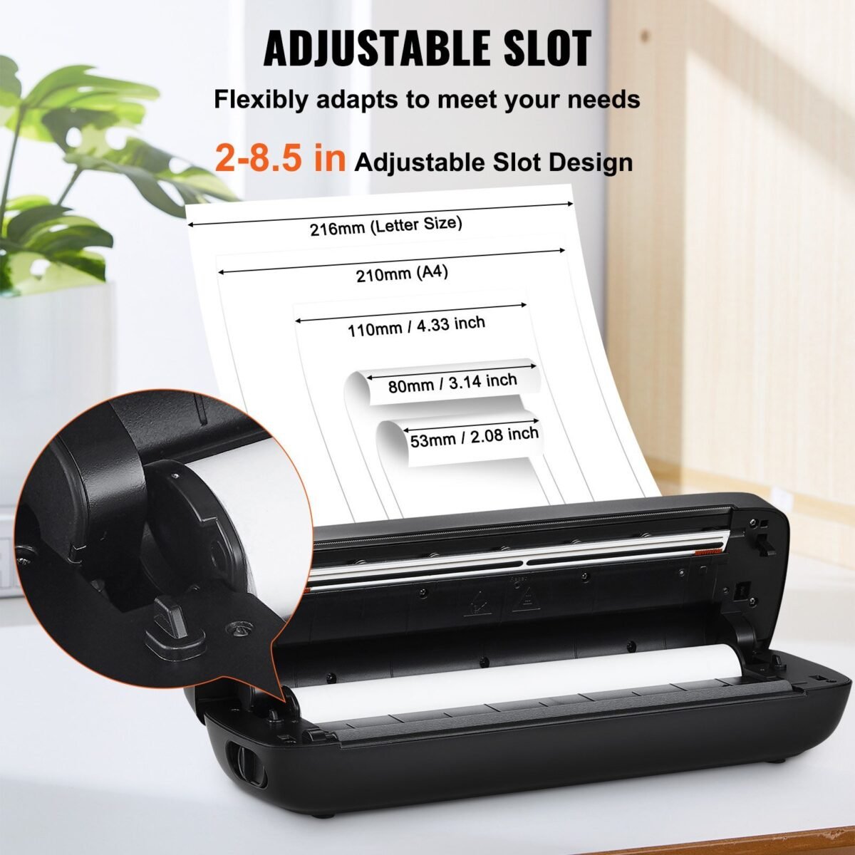 VEVOR Y8 Portable Printer - 2600mAh Battery, 203 DPI, Bluetooth Inkless Mobile Printer for A4, A5 & 8.5" x 11" Thermal Paper, Compatible with iOS, Android & Laptop, Ideal for Travel, Office & Home Use - Image 9