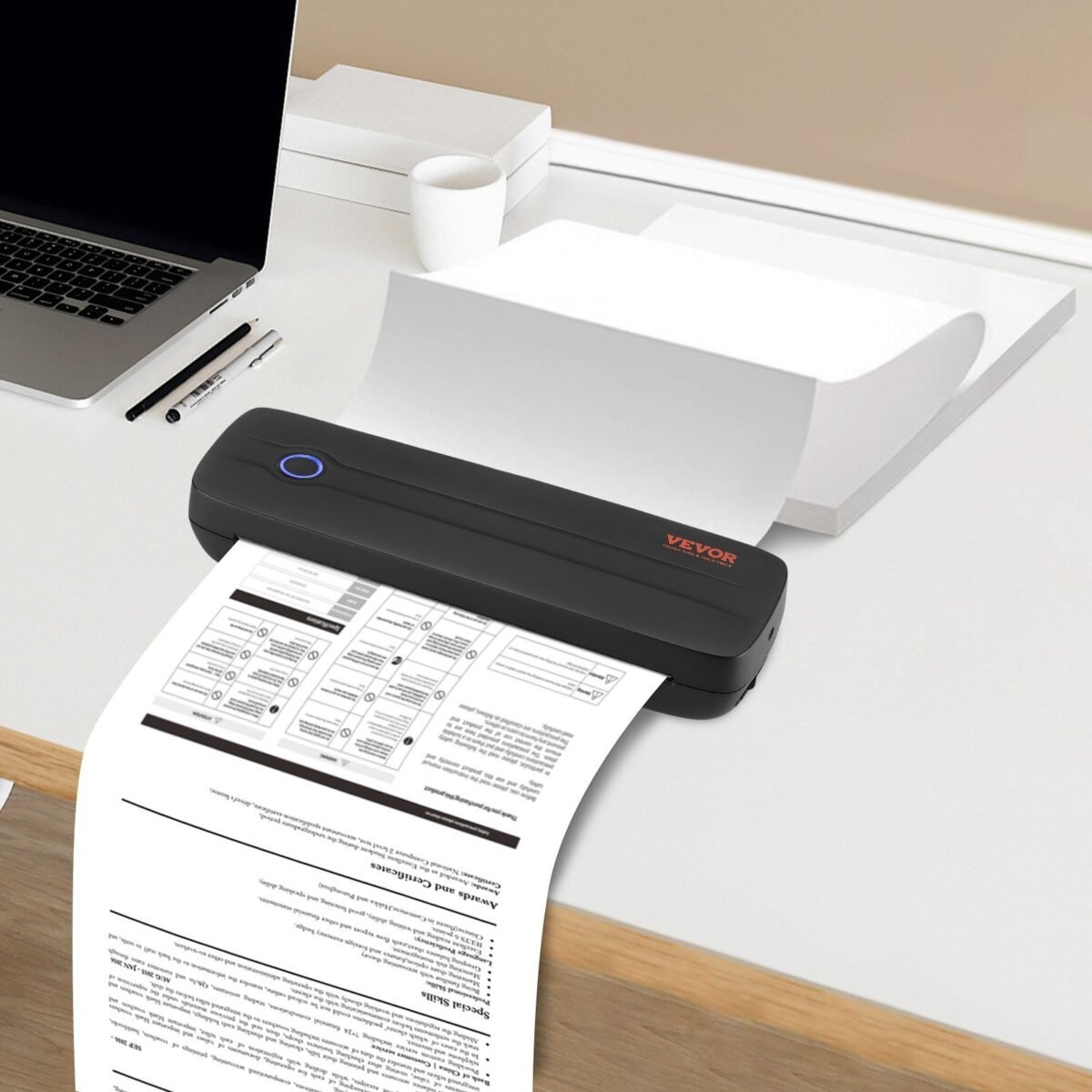 VEVOR Y8 Portable Printer - 2600mAh Battery, 203 DPI, Bluetooth Inkless Mobile Printer for A4, A5 & 8.5" x 11" Thermal Paper, Compatible with iOS, Android & Laptop, Ideal for Travel, Office & Home Use - Image 1