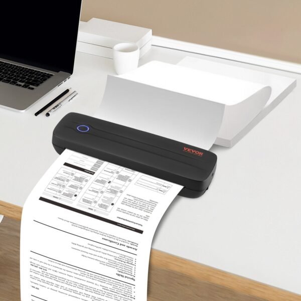 VEVOR Y8 Portable Printer - 2600mAh Battery, 203 DPI, Bluetooth Inkless Mobile Printer for A4, A5 & 8.5" x 11" Thermal Paper, Compatible with iOS, Android & Laptop, Ideal for Travel, Office & Home Use