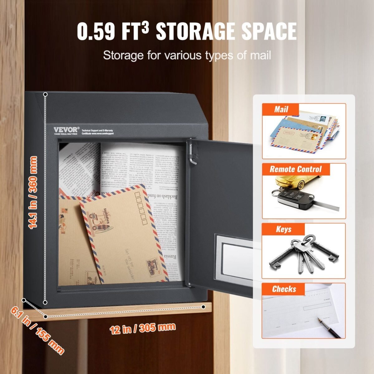 VEVOR MA074 dark gray Through The Door Key Drop Box - Image 11