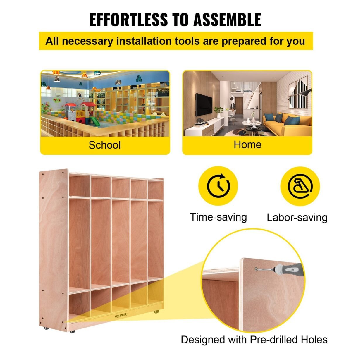 VEVOR Preschool Cubby Lockers 5-Section - Image 8