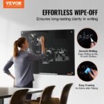 VEVOR GB-2436-MB Magnetic Glass Whiteboard, Dry Erase Board 36"x24", Wall-Mounted Large White Glassboard Frameless, with Marker Tray, an Eraser and 2 Markers, Black - Image 10