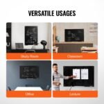 VEVOR GB-2436-MB Magnetic Glass Whiteboard, Dry Erase Board 36"x24", Wall-Mounted Large White Glassboard Frameless, with Marker Tray, an Eraser and 2 Markers, Black - Image 8