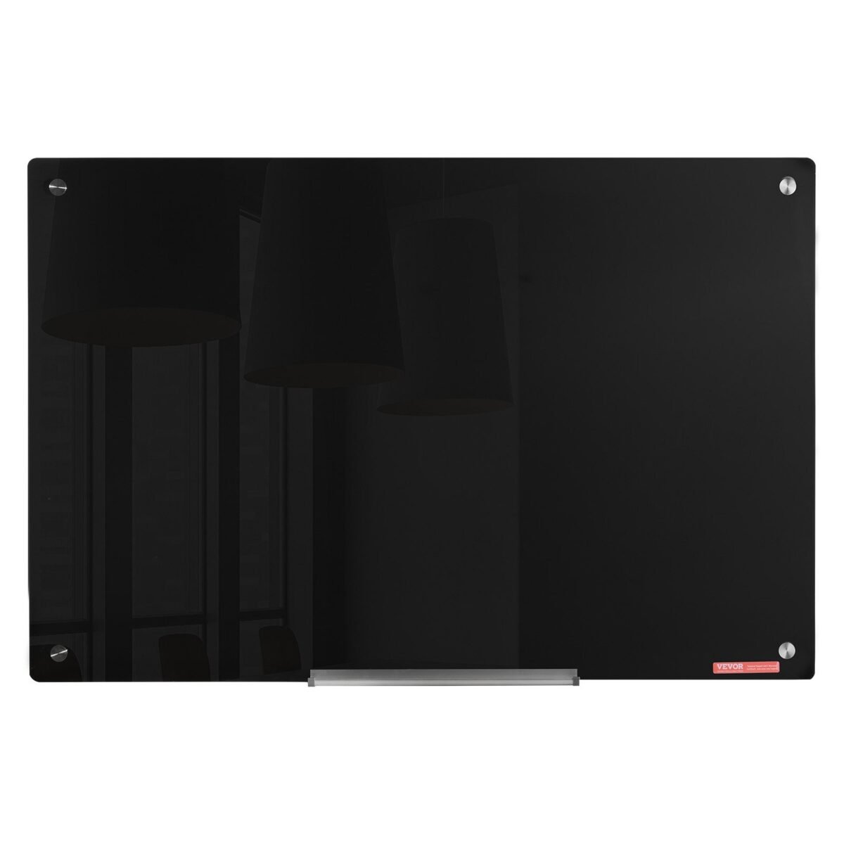 VEVOR GB-2436-MB Magnetic Glass Whiteboard, Dry Erase Board 36"x24", Wall-Mounted Large White Glassboard Frameless, with Marker Tray, an Eraser and 2 Markers, Black - Image 4