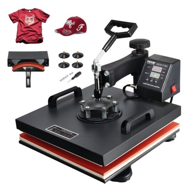 VEVOR TLM38388  Heat Press Machine 2In1 15x15in Sublimation Print Transfer DIY T-shirt Cap