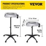 VEVOR KMS-611 Mayo Stand Medical Tray, Height Adjustable Stainless Steel Salon Tray Easy Assemble Tattoo Cart Lab Tray with 2 Cups & 1 Metal Ring for SPA Clinic Personal Care Lab Hospital Dentistry, Silver - Image 7