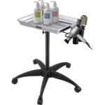 VEVOR KMS-611 Mayo Stand Medical Tray, Height Adjustable Stainless Steel Salon Tray Easy Assemble Tattoo Cart Lab Tray with 2 Cups & 1 Metal Ring for SPA Clinic Personal Care Lab Hospital Dentistry, Silver
