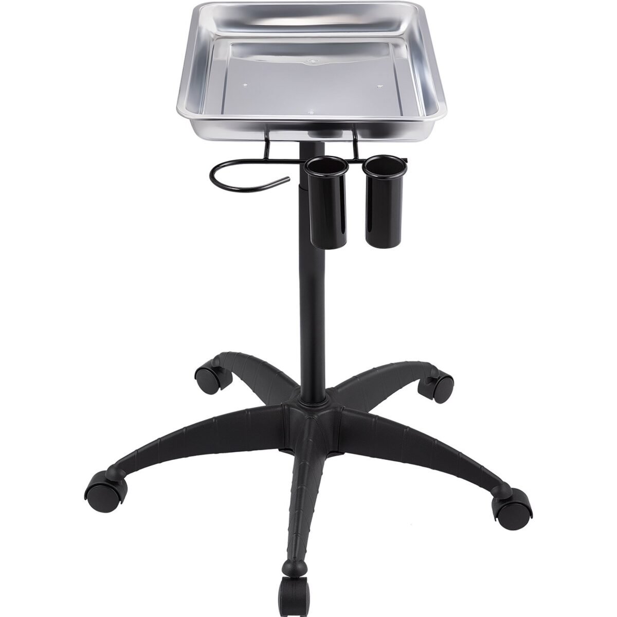 VEVOR KMS-611 Mayo Stand Medical Tray, Height Adjustable Stainless Steel Salon Tray Easy Assemble Tattoo Cart Lab Tray with 2 Cups & 1 Metal Ring for SPA Clinic Personal Care Lab Hospital Dentistry, Silver - Image 4