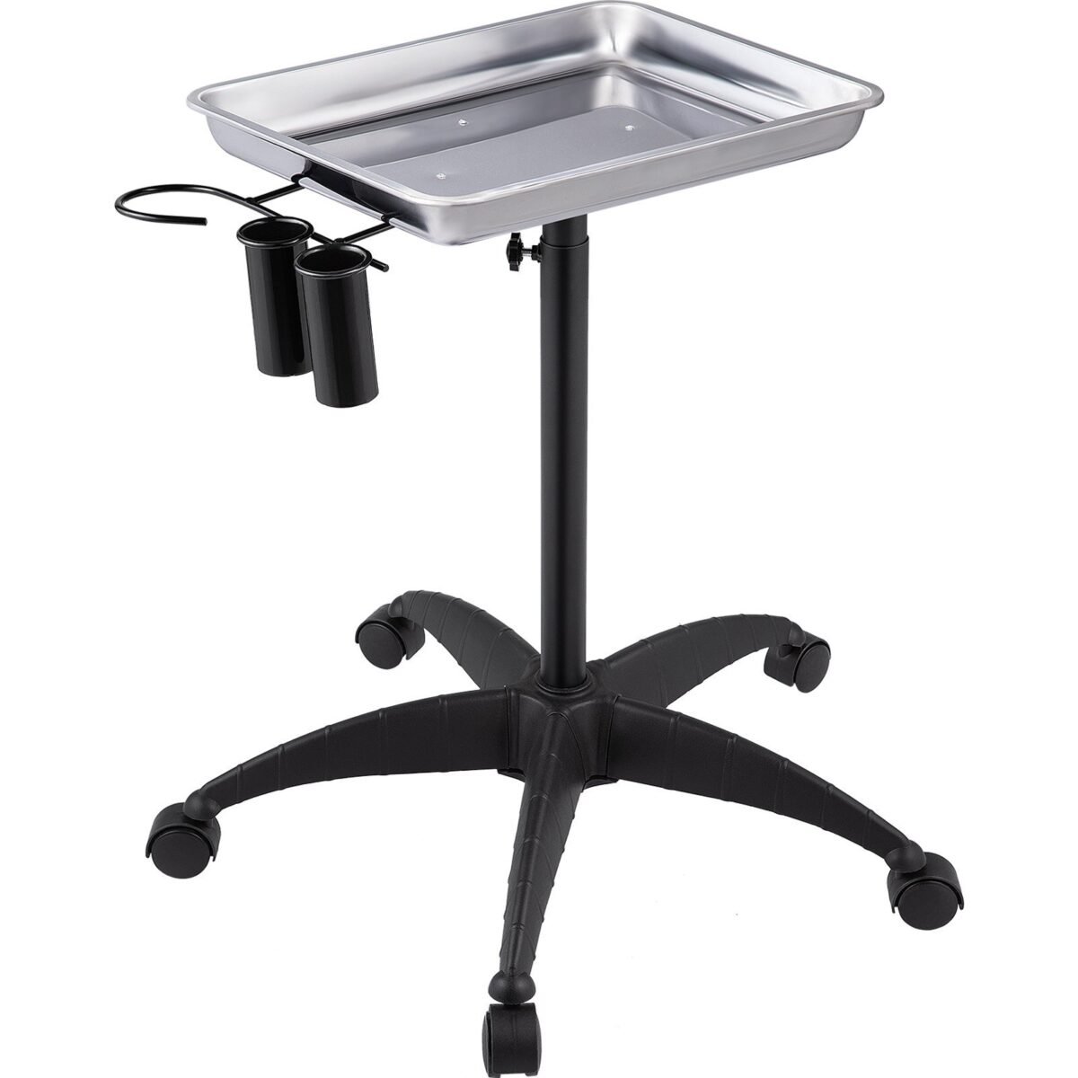 VEVOR KMS-611 Mayo Stand Medical Tray, Height Adjustable Stainless Steel Salon Tray Easy Assemble Tattoo Cart Lab Tray with 2 Cups & 1 Metal Ring for SPA Clinic Personal Care Lab Hospital Dentistry, Silver - Image 3