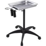 VEVOR KMS-611 Mayo Stand Medical Tray, Height Adjustable Stainless Steel Salon Tray Easy Assemble Tattoo Cart Lab Tray with 2 Cups & 1 Metal Ring for SPA Clinic Personal Care Lab Hospital Dentistry, Silver - Image 3