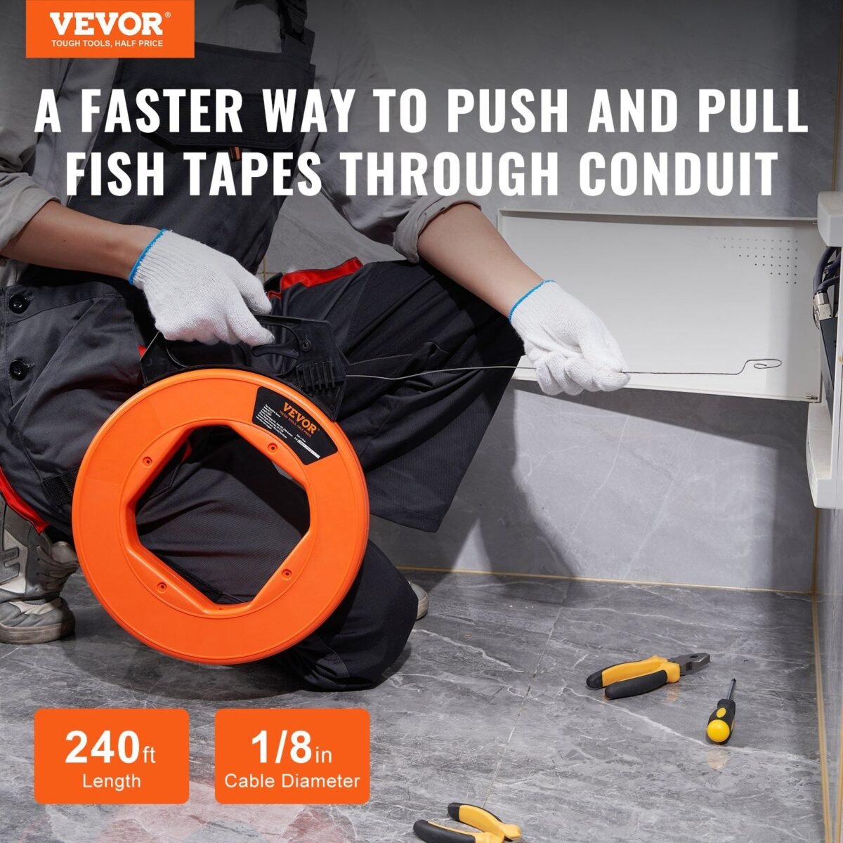 VEVOR JLT-2 Fish Tape, 240-foot, 1/8-inch - Image 12