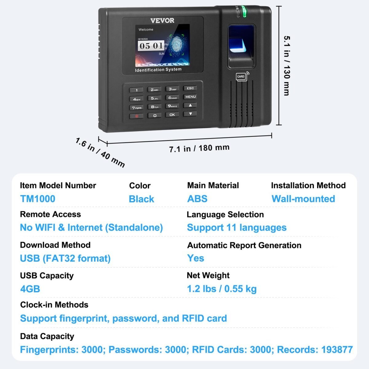 VEVOR TM1000 Time Clock - Image 7