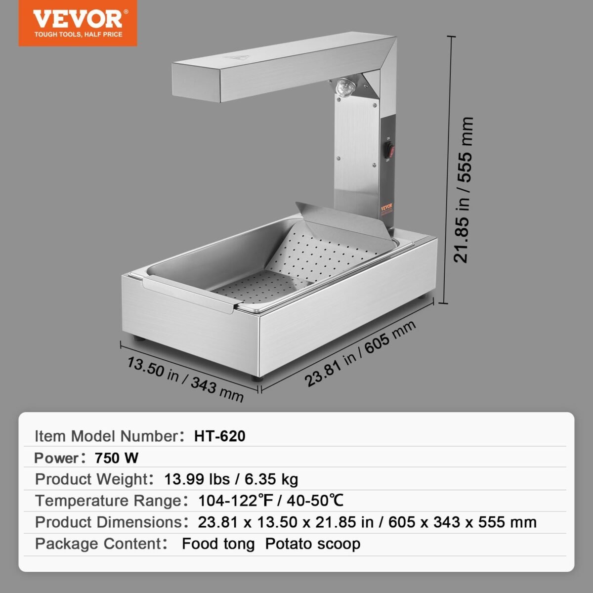 VEVOR HT-620 French Fry Food Warmer, 750W - Image 7