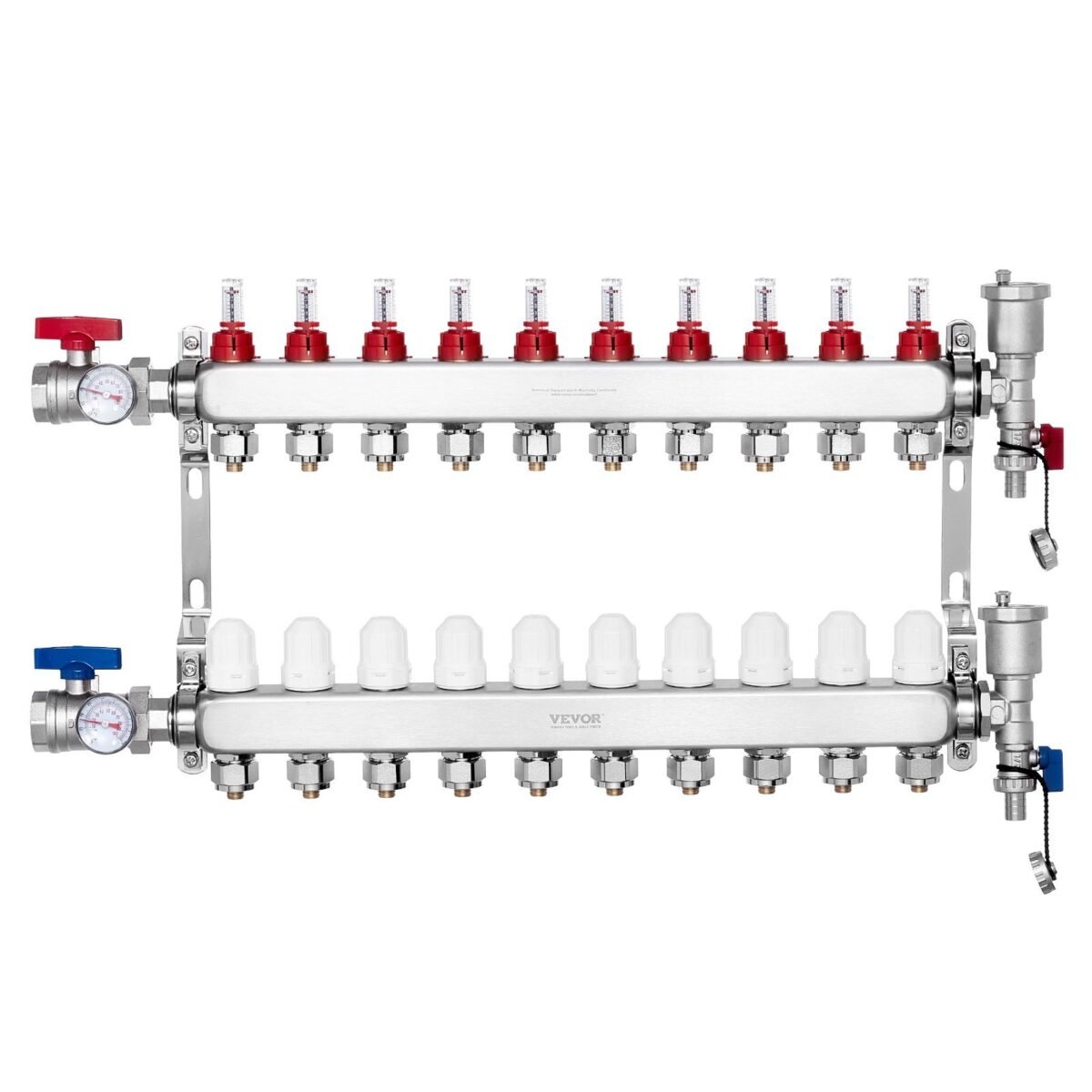 VEVOR 7012-25-10-00-NPT 10-Branch Radiant Heat Manifold - Image 1