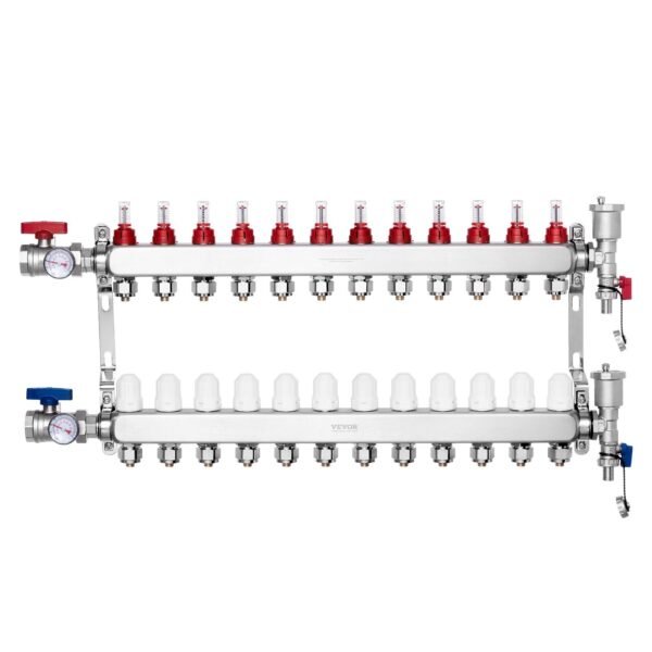 VEVOR 7012-25-12-00-NPT 12-Branch Radiant Heat Manifold
