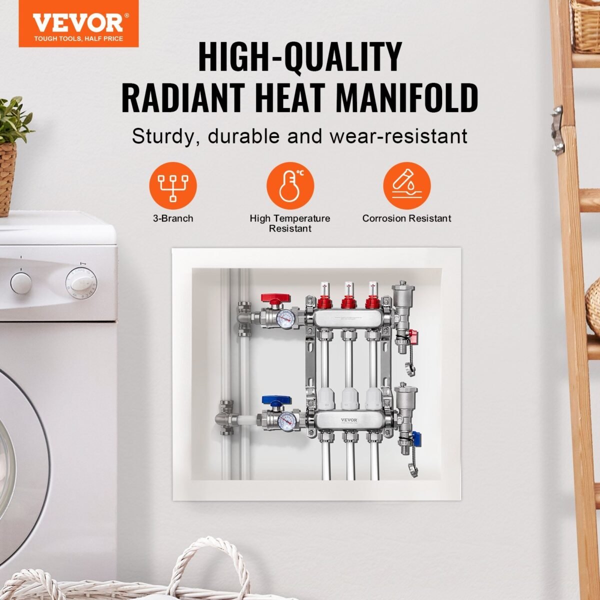 VEVOR 7012-25-03-00-NPT 3-Branch Radiant Heat Manifold - Image 12