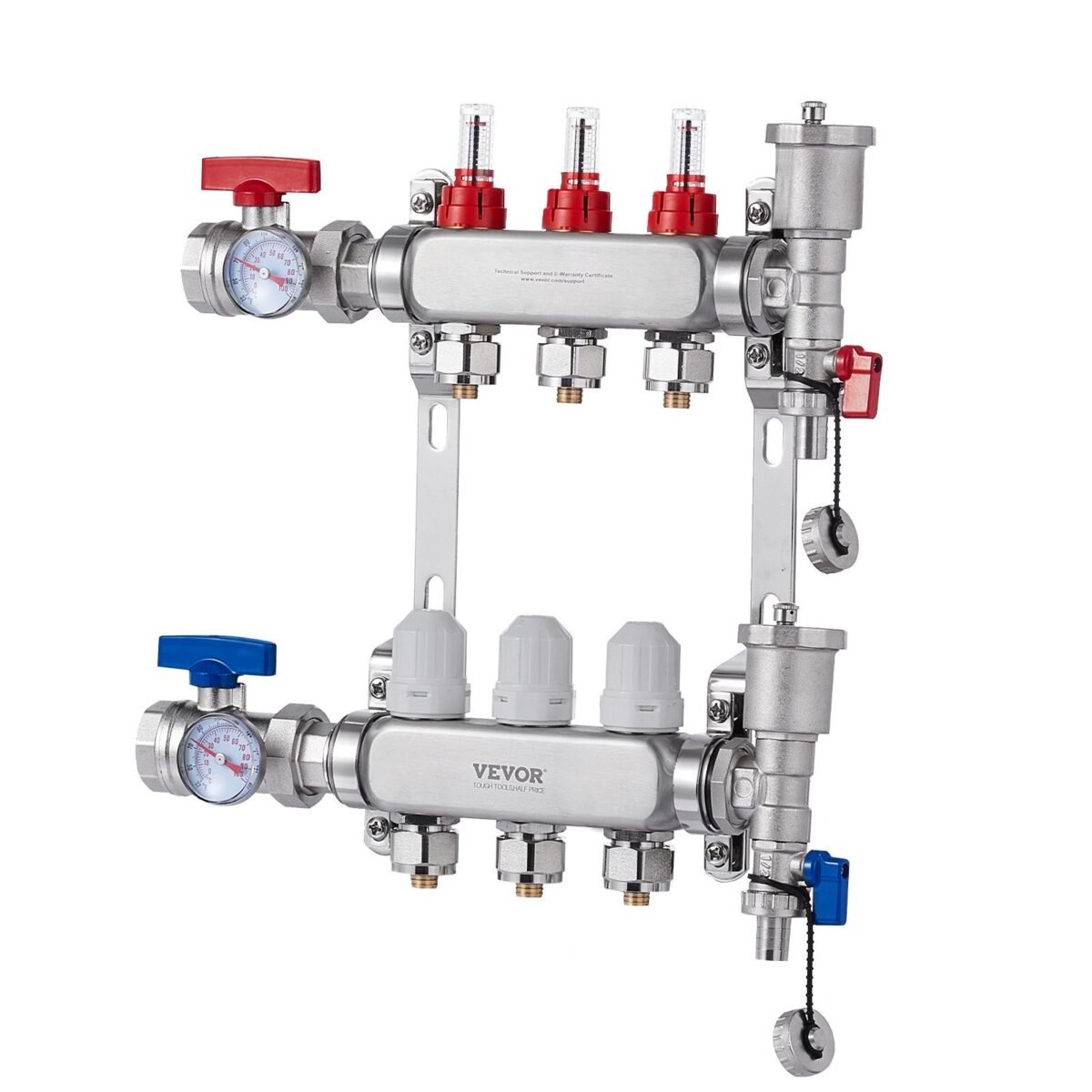 VEVOR 7012-25-03-00-NPT 3-Branch Radiant Heat Manifold - Image 4