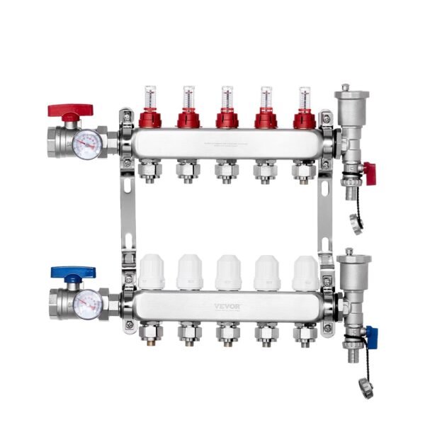 VEVOR 7012-25-05-00-NPT  5-Branch Radiant Heat Manifold
