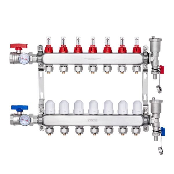 VEVOR 7012-25-07-00-NPT 7-Branch Radiant Heat Manifold