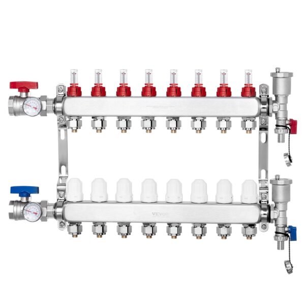 VEVOR 7012-25-08-00-NPT  8-Branch Radiant Heat Manifold