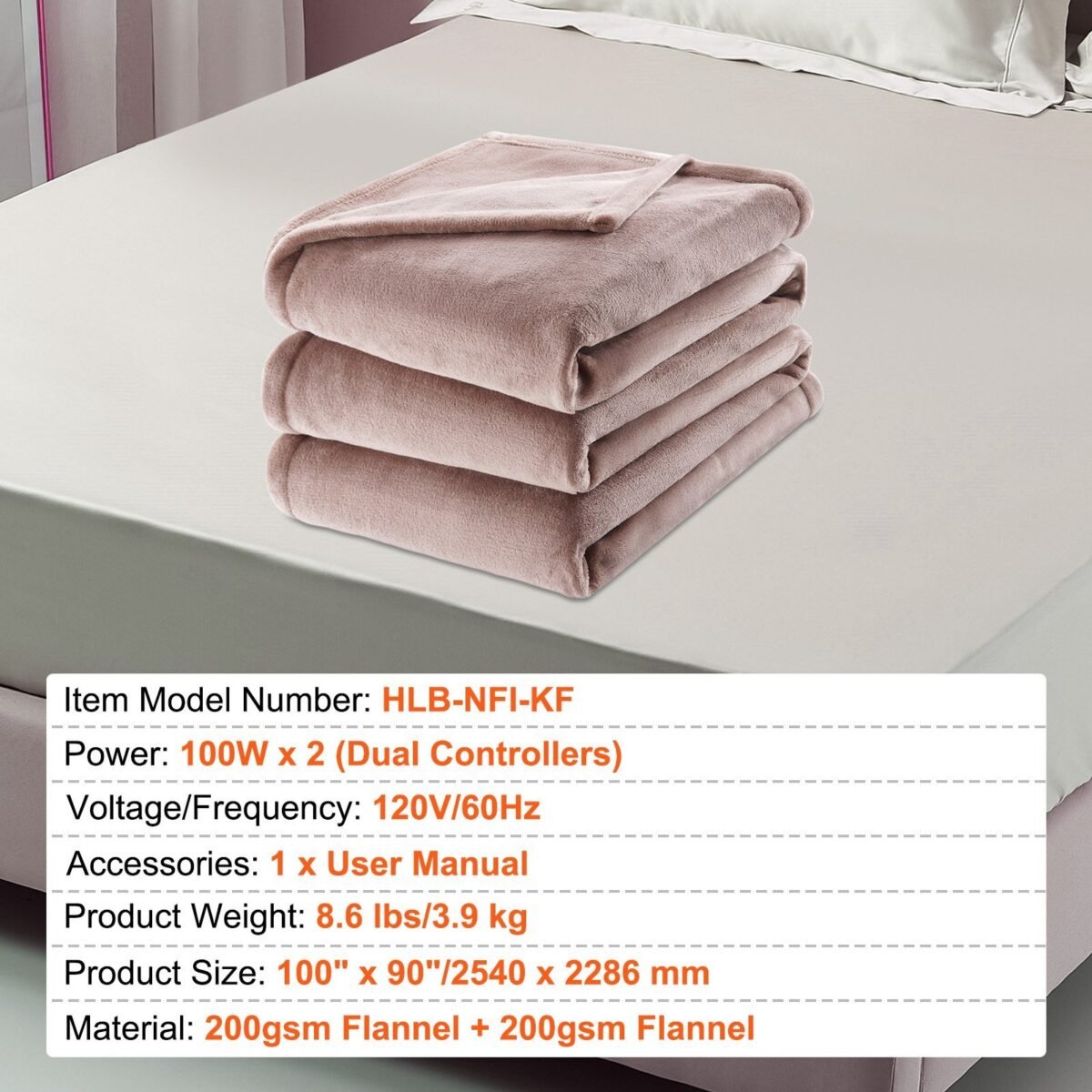 VEVOR HLB-NFI-KF Heated Blanket Electric Throw, 100" x 90" King Size - Image 7