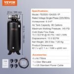 VEVOR FB3500-10A300-1P 80 Gallon Air Compressor 6.5HP 15.5 SCFM@90 PSI 2-Stage 145PSI Oil Free - Image 7