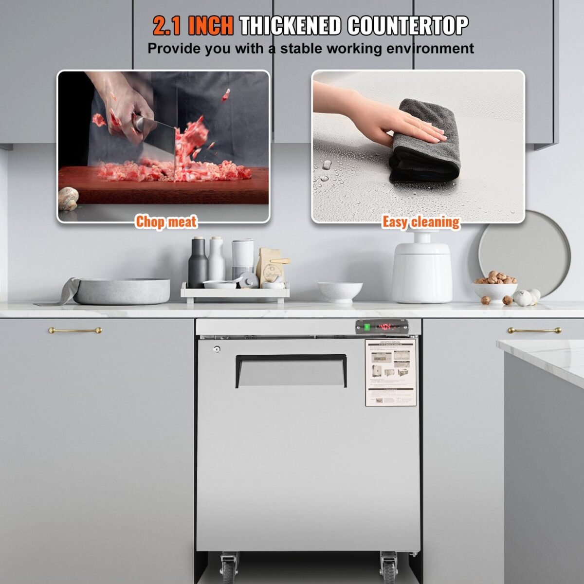 VEVOR KTR-27B Commercial Undercounter Worktop Refrigerator Refrigerator, 28" - Image 9