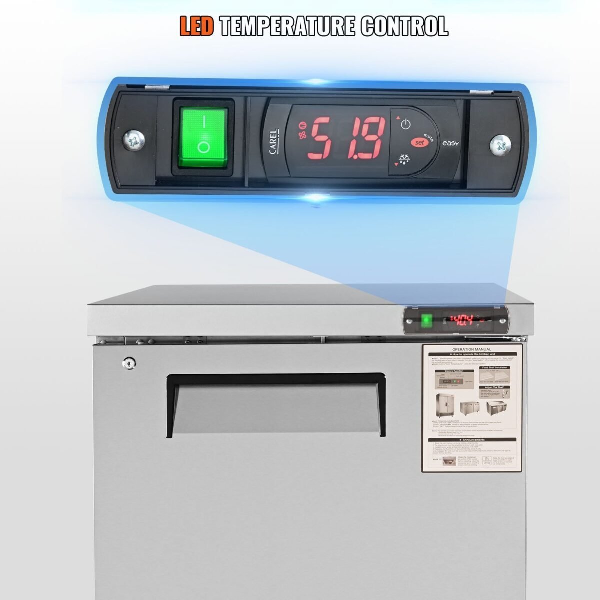 VEVOR KTR-27B Commercial Undercounter Worktop Refrigerator Refrigerator, 28" - Image 8