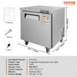 VEVOR KTR-27B Commercial Undercounter Worktop Refrigerator Refrigerator, 28" - Image 7