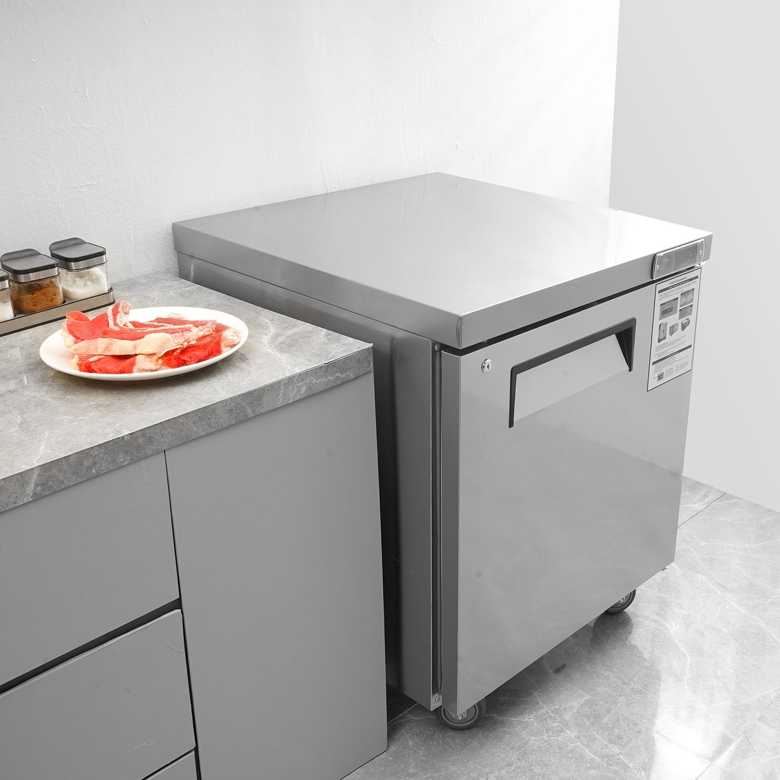 us_F74CUFT28INCH3LULV1_original_img-v1_sandwich-prep-table-m100-1.12.jpg VEVOR KTR-27B Commercial Undercounter Worktop Refrigerator Refrigerator, 28" - Image 6