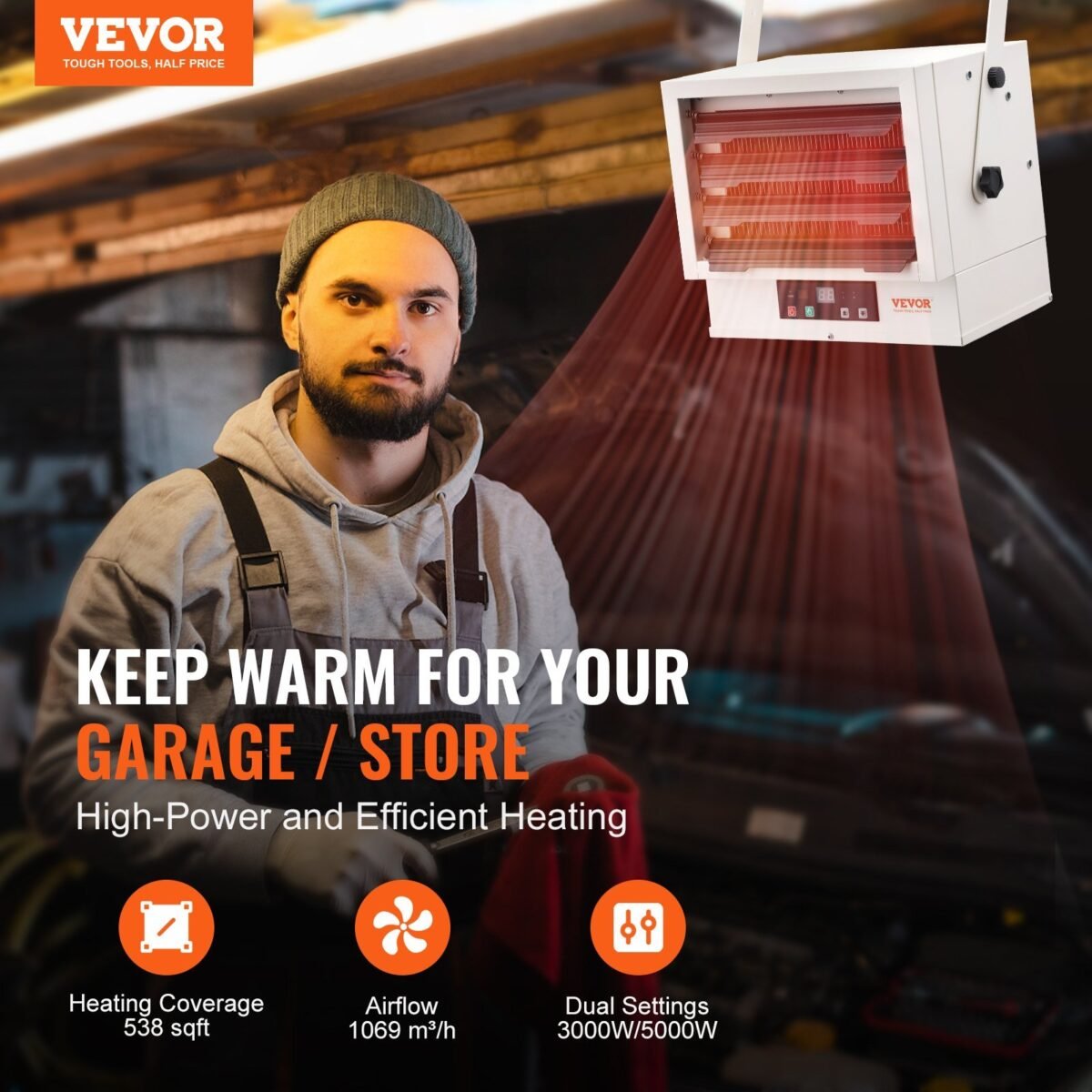 VEVOR BGP2102-50R  Electric Garage Heater, 5000-Watt - Image 12