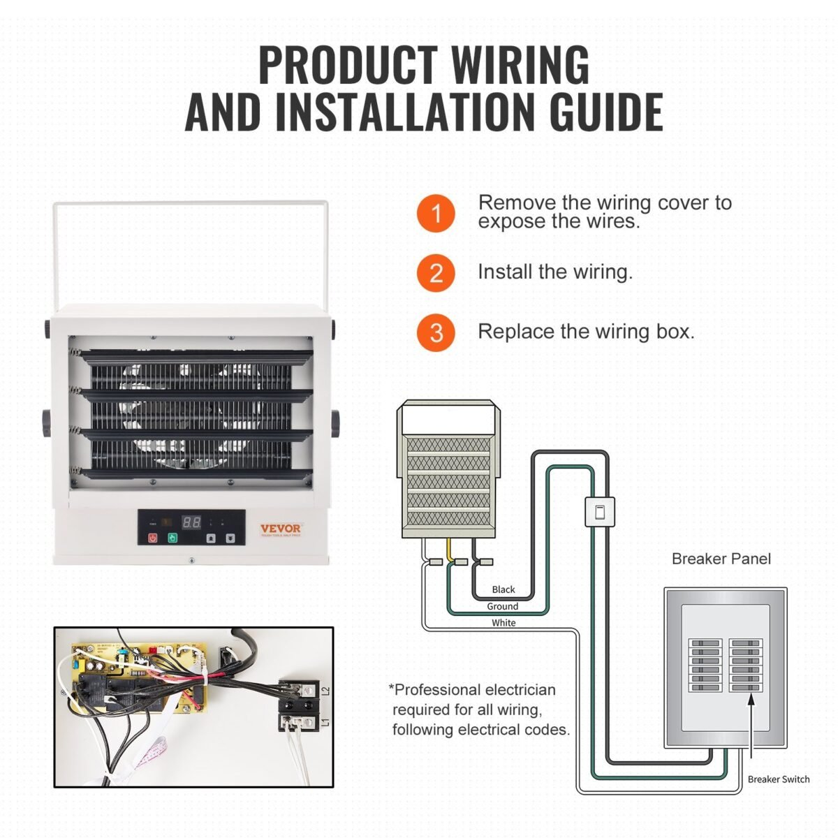 VEVOR BGP2102-50R  Electric Garage Heater, 5000-Watt - Image 8