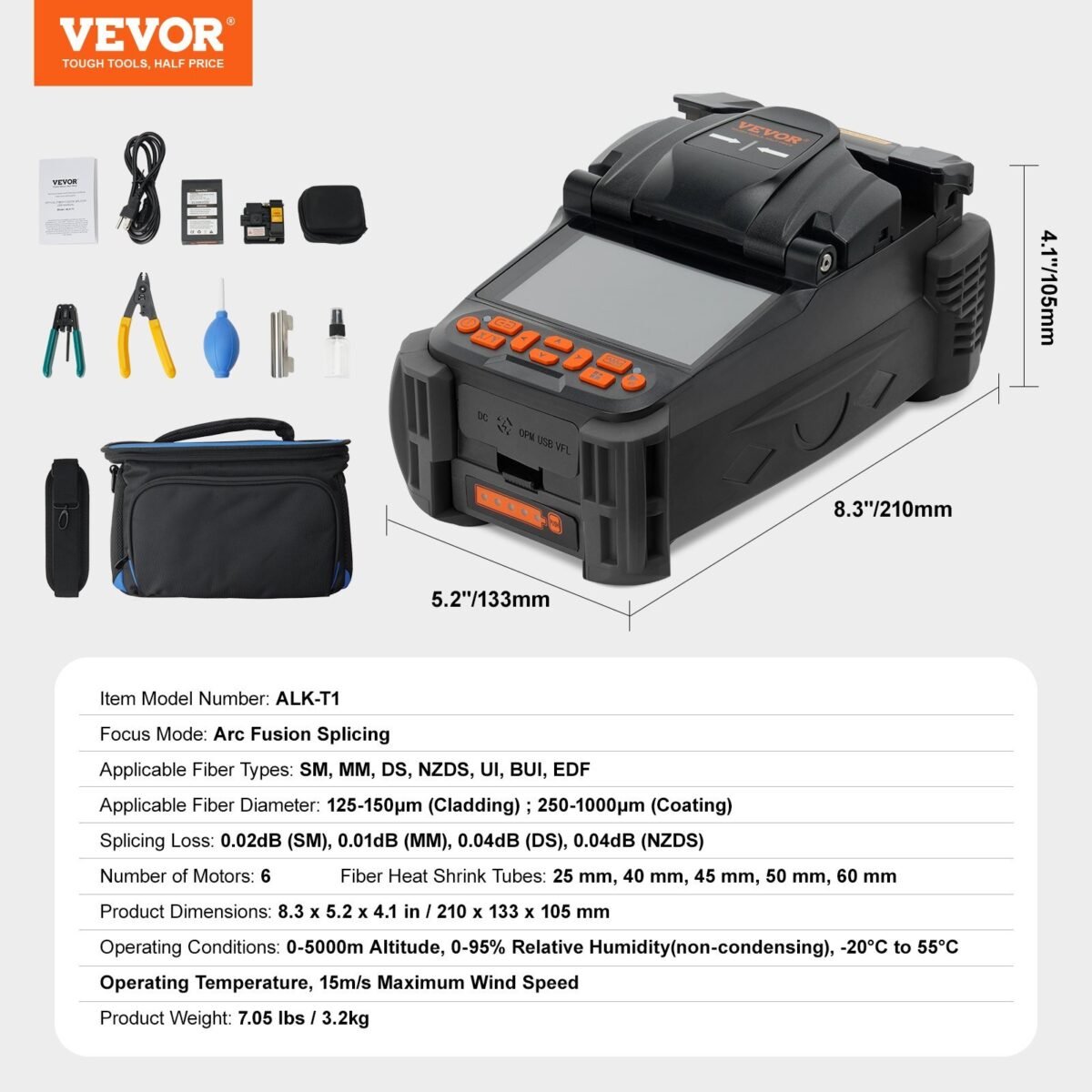 VEVOR ALK-T1 Fiber Fusion Splicer 6 Motors - Image 7