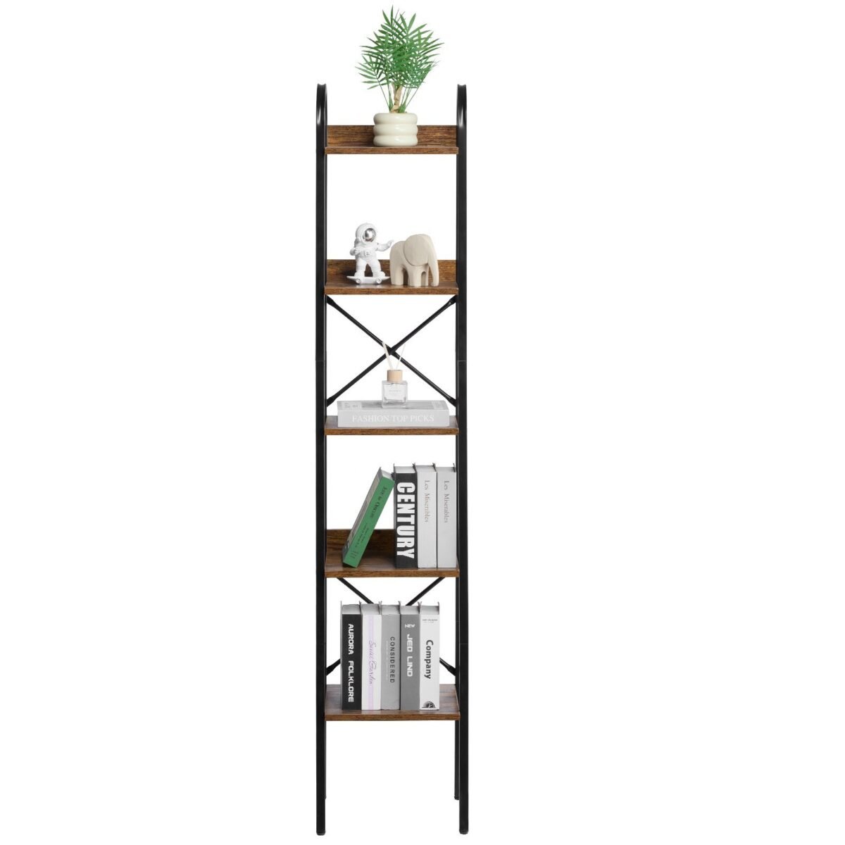 VEVOR YJX-BS002 Metal Bookshelf Rustic Bookshelf 5-Tier - Image 4