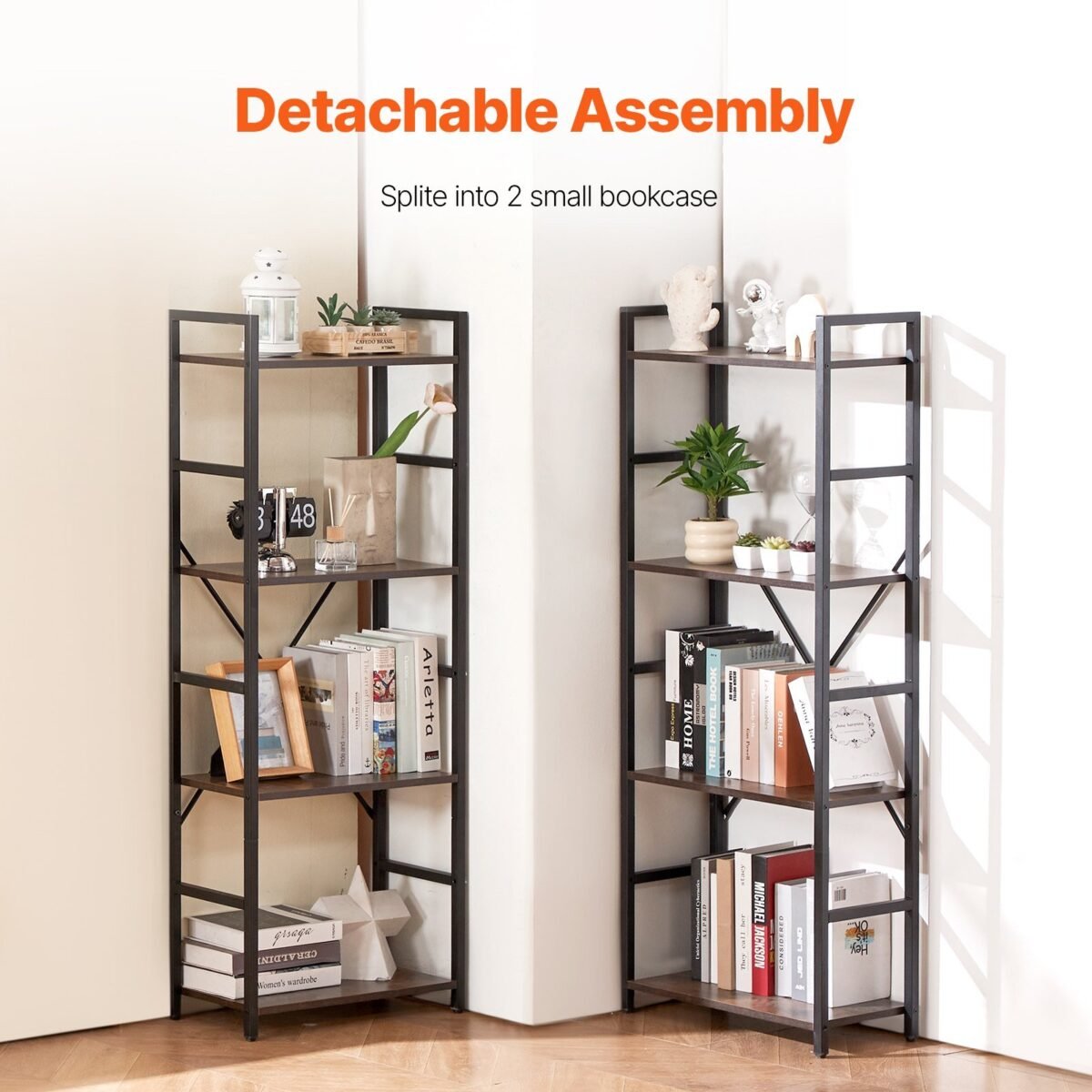 VEVOR C240729W-04 Metal Bookshelf Rustic Bookshelf 11-Tier - Image 9
