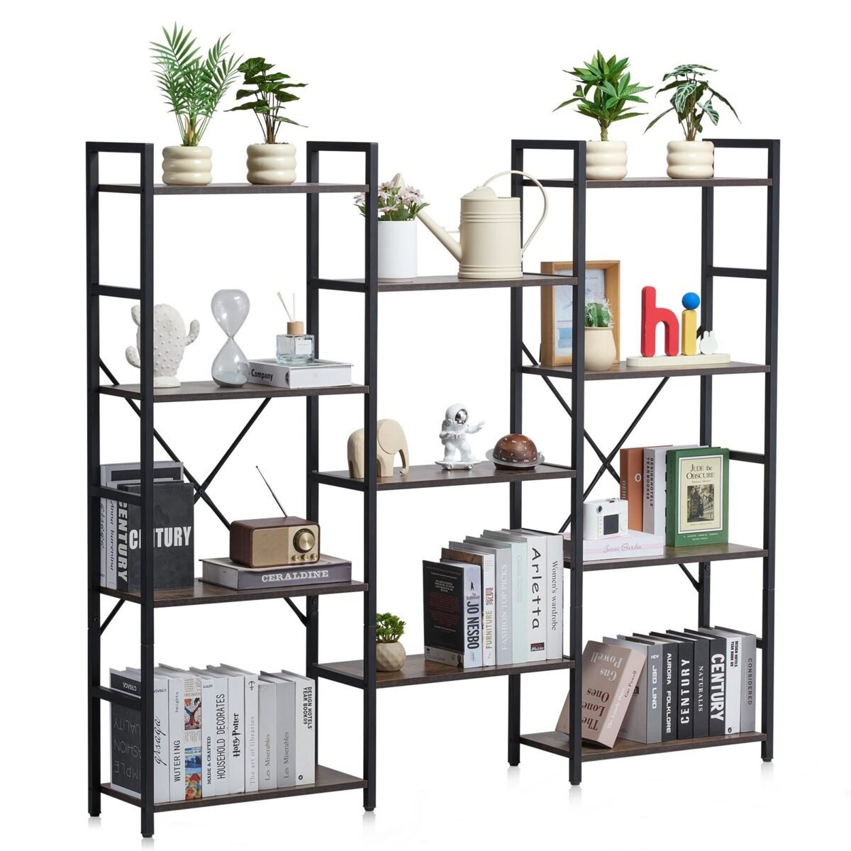 VEVOR C240729W-04 Metal Bookshelf Rustic Bookshelf 11-Tier - Image 1