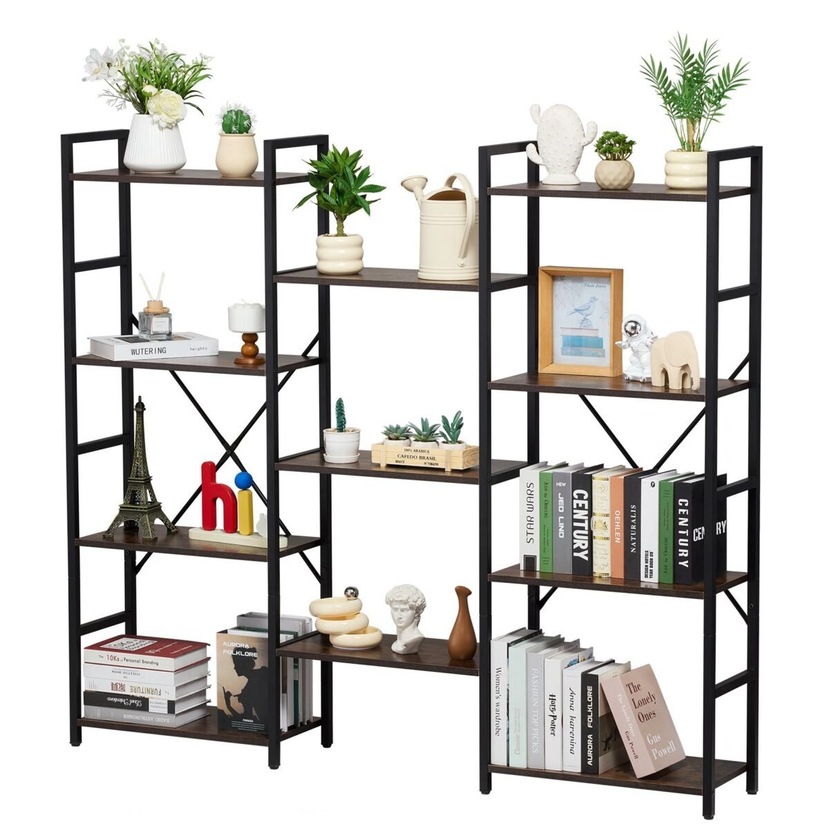 VEVOR C240729W-04 Metal Bookshelf Rustic Bookshelf 11-Tier - Image 2