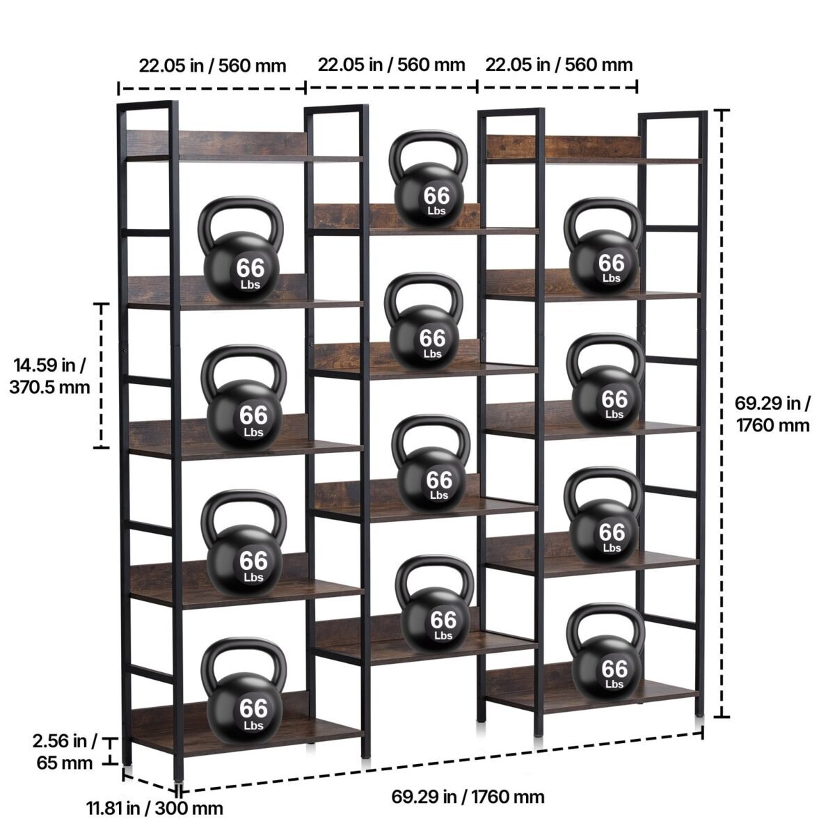 VEVOR C240729W-05 Metal Bookshelf Rustic Bookshelf 14-Tier - Image 12