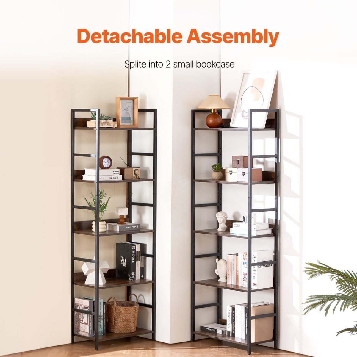 VEVOR C240729W-05 Metal Bookshelf Rustic Bookshelf 14-Tier - Image 9
