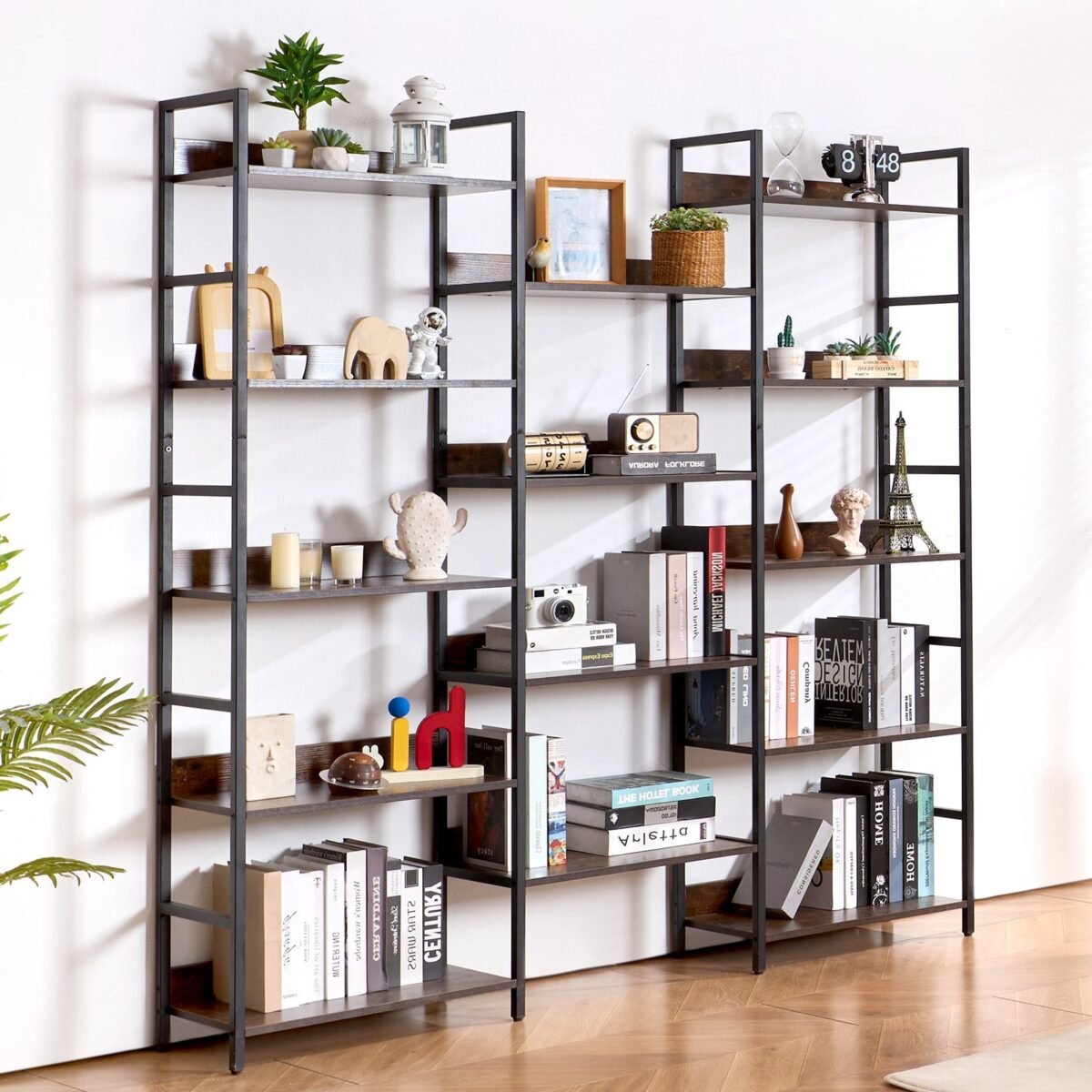 VEVOR C240729W-05 Metal Bookshelf Rustic Bookshelf 14-Tier - Image 6