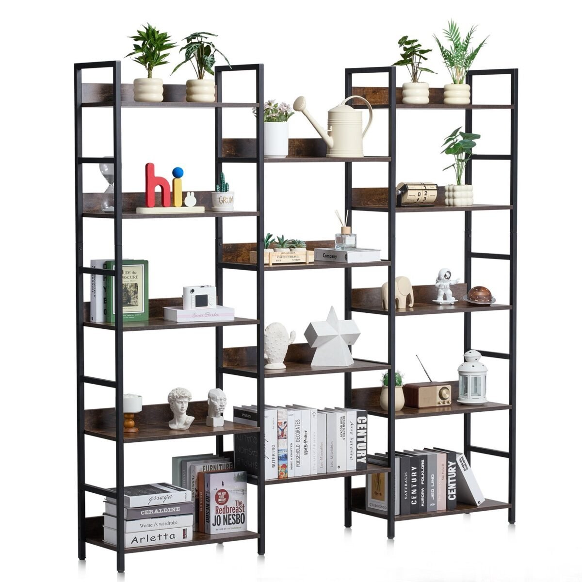VEVOR C240729W-05 Metal Bookshelf Rustic Bookshelf 14-Tier - Image 1