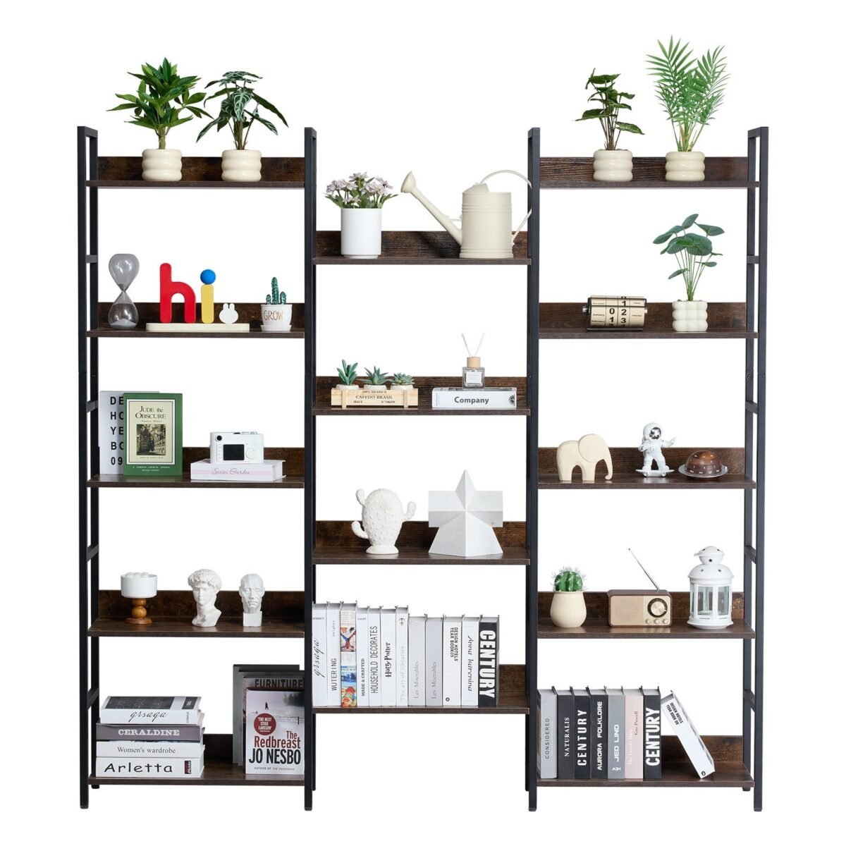 VEVOR C240729W-05 Metal Bookshelf Rustic Bookshelf 14-Tier - Image 4