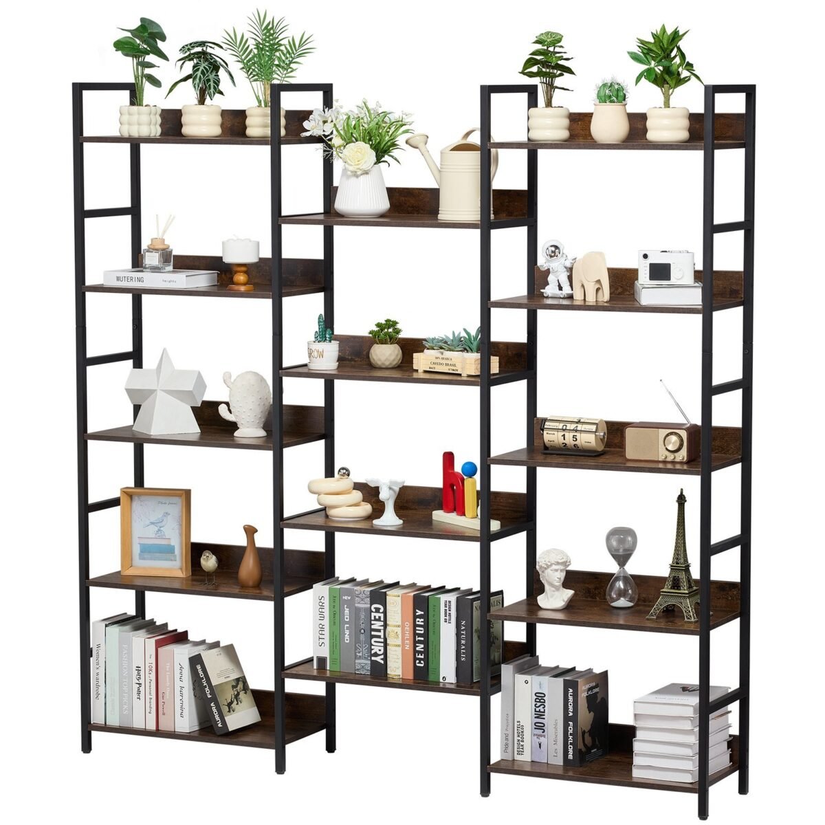 VEVOR C240729W-05 Metal Bookshelf Rustic Bookshelf 14-Tier - Image 2