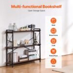 VEVOR C240729W-02 Metal Bookshelf Rustic Bookshelf 3-Tier - Image 11