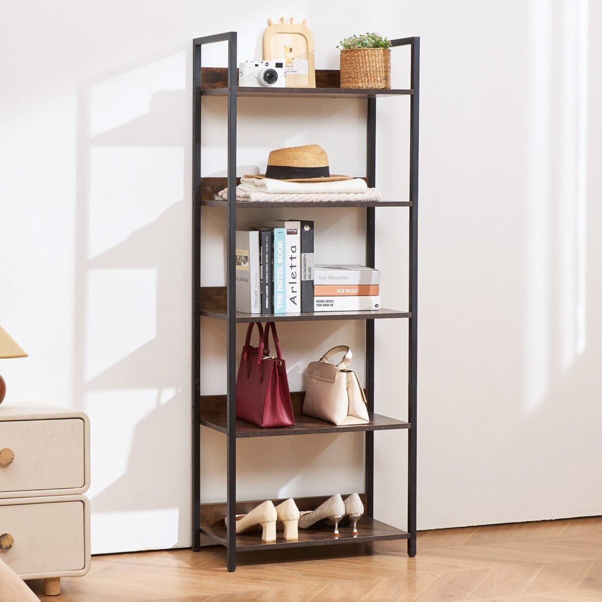 VEVOR C240729W-03 Metal Bookshelf Open Bookshelf 5-Tier - Image 6
