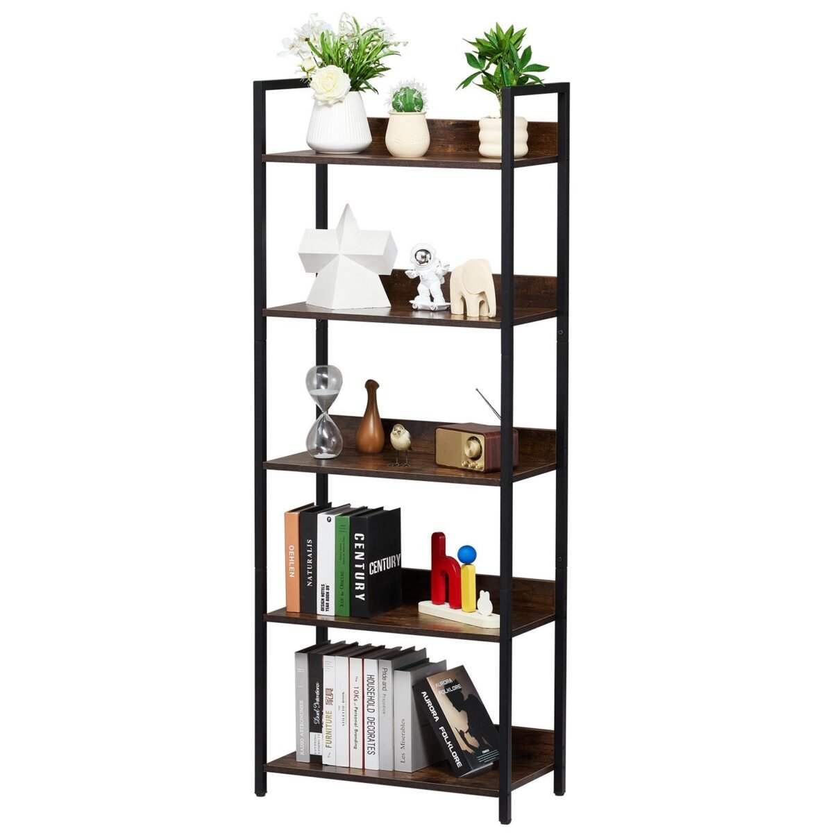 VEVOR C240729W-03 Metal Bookshelf Open Bookshelf 5-Tier - Image 2