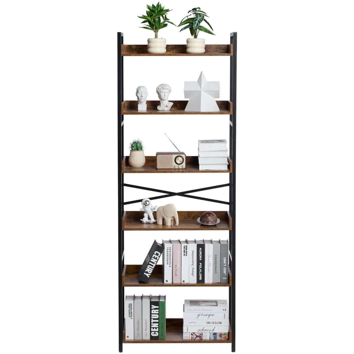 VEVOR YJX-BS003 Metal Bookshelf Rustic Bookshelf 6-Tier - Image 4