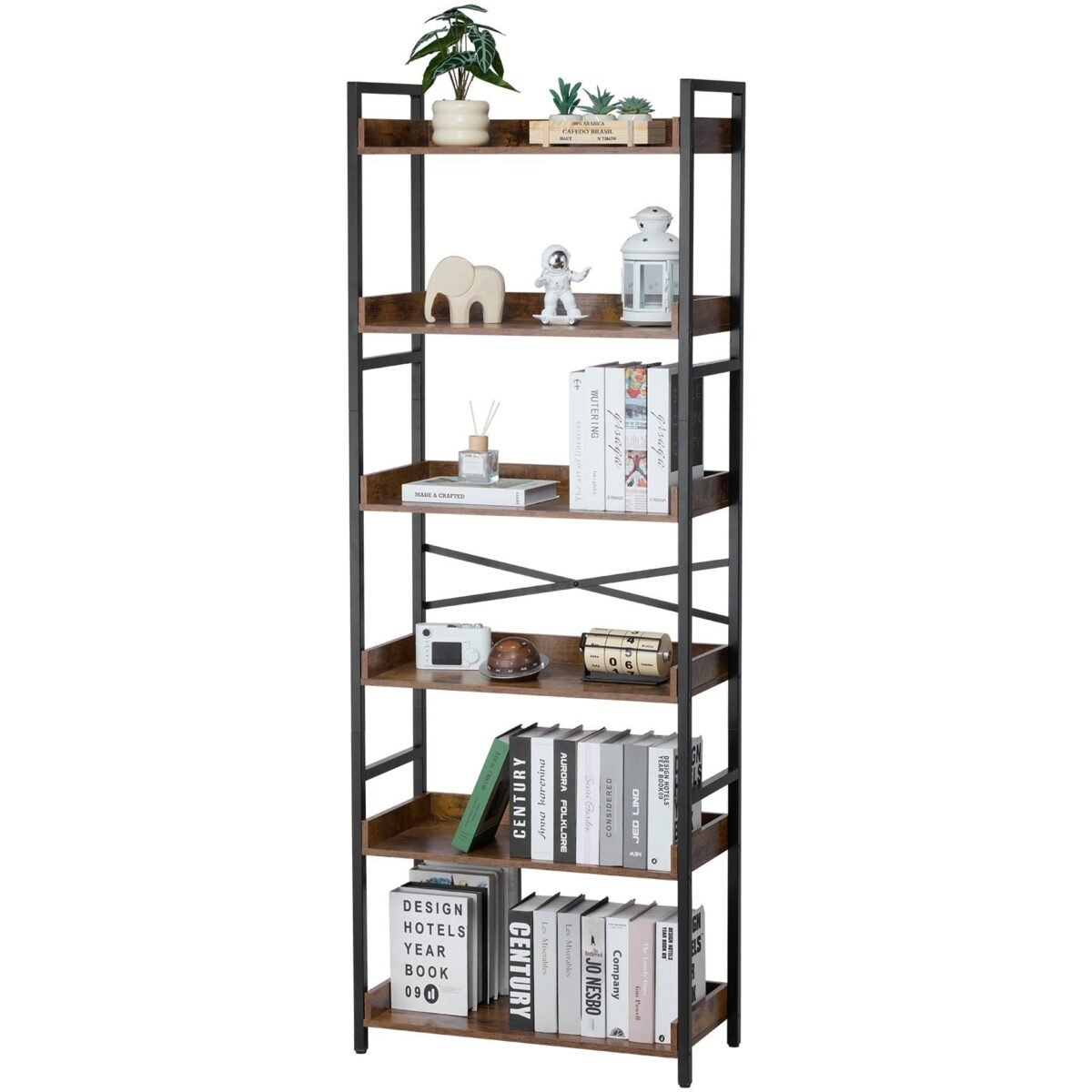 VEVOR YJX-BS003 Metal Bookshelf Rustic Bookshelf 6-Tier - Image 2